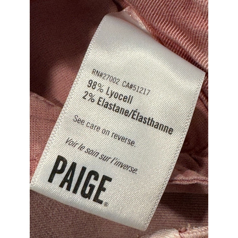 PAIGE Women's Christy High Rise Pants 29 Pink Drawstring Tapered Cropped Stretch - Picture 8 of 14